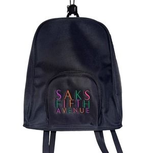 Vintage Saks Fifth Avenue Mini Backpack Purse Shoulder Bag Black y2k 90s Rainbow